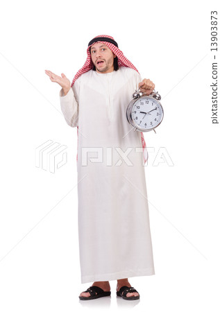 Arab man in time concept on white Arab man in time concept on white 13903873