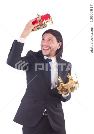 Businessman with crown isolated on white Businessman with crown isolated on white 13903917