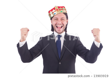 Businessman with crown isolated on white 13903919