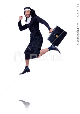 Male nun in funny religious concept 13903955
