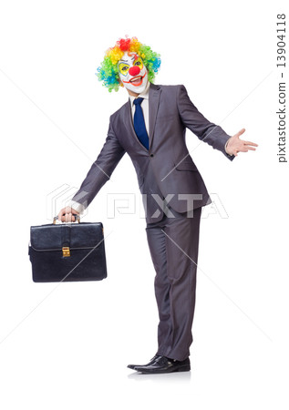 Businessman clown isolated on white 13904118