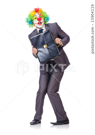 Businessman clown isolated on white 13904119