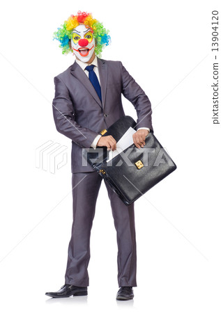Businessman clown isolated on white Businessman clown isolated on white 13904120