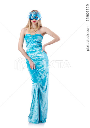 Fashion concept with tall model on white 13904529