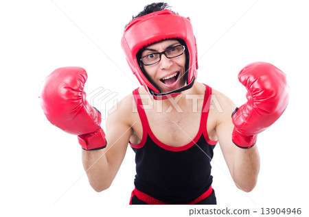 Funny boxer isolated on the white background Funny boxer isolated on the white background 13904946