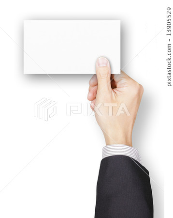 Hand of businessman holding a blank name card Hand of businessman holding a blank name card 13905529