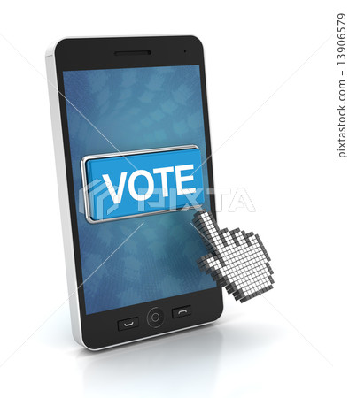 Clicking the vote button on a smartphone, 3d render 13906579