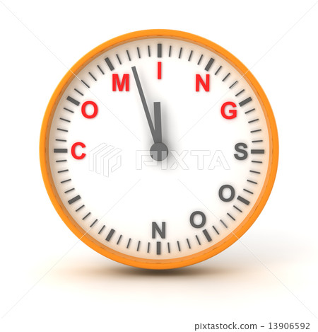 Clock with coming soon text, 3d render 13906592