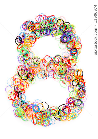 Colorful elastic rubber bands shape Number eight Colorful elastic rubber bands shape Number eight 13906974