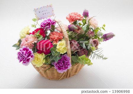 Carnation flower basket and message card 13906998