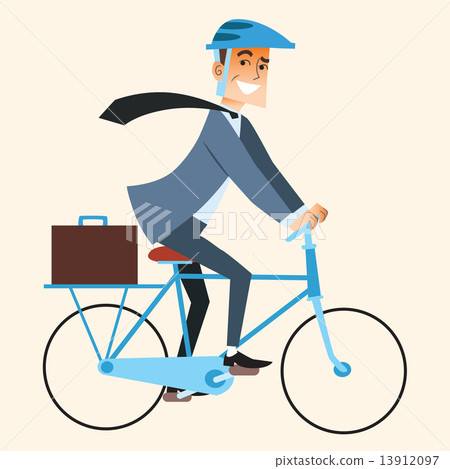 Businessman going to work in the office by bike 13912097