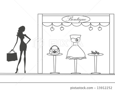 fashion girl silhouette Shopping doodle illustration 13912252