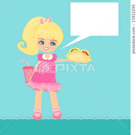 cute little girl eating sandwich 13912293