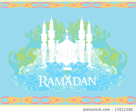 Ramadan background - mosque silhouette vector card 13912380