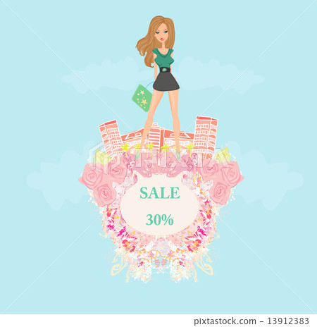fashion girl Shopping - shopping sale frame 13912383