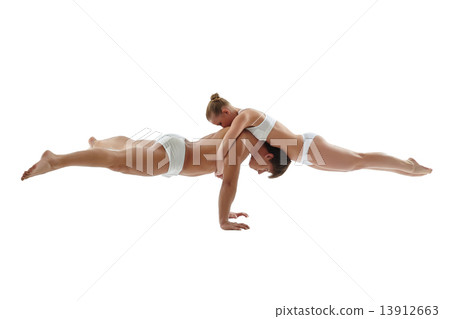 Image of athletes keeping balance in handstand Image of athletes keeping balance in handstand 13912663