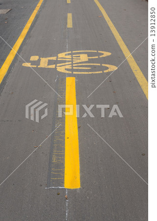 Bicycle lane sign on the road 13912850