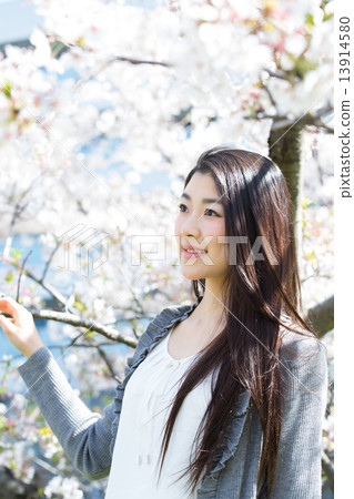 Cherry blossoms and refreshing women Cherry blossoms and refreshing women 13914580