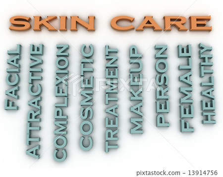 3d image Skin care issues concept word cloud background 13914756