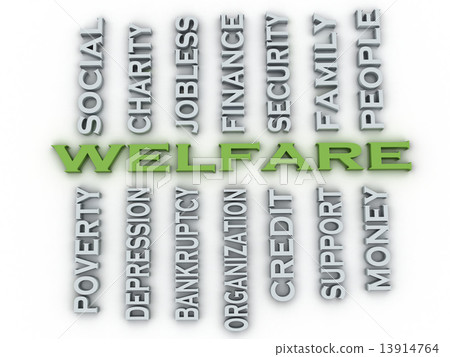 3d image Welfare issues concept word cloud background 13914764