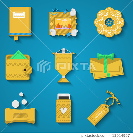 Handicraft items flat vector icons set - Stock Illustration [13914907 ...