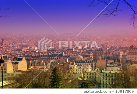 The city skyline Paris, France. View from the Sacre-Coeur, Montmartre.. 13917809