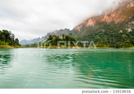 Beautiful high mountains and green lake Beautiful high mountains and green lake 13918656