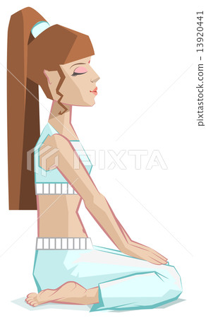 Girl sitting in yoga pose Virasana - Hero pose 13920441