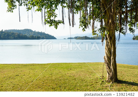 Landscaped lawns for leisure on a Kaeng Kra Chan lake 13921482