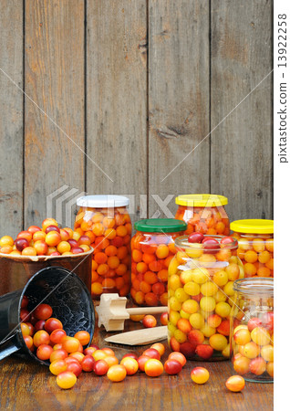 Preserving Mirabelle plums - jars of homemade fruit preserves – Mirabelle prune 13922258