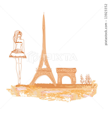 beautiful women Shopping in Paris - vector card beautiful women Shopping in Paris - vector card 13923352