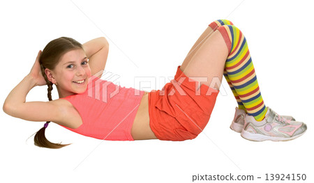 girl does sports exercises girl does sports exercises 13924150