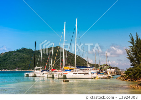 Yachts Marina at Praslin island Seychelles 13924308