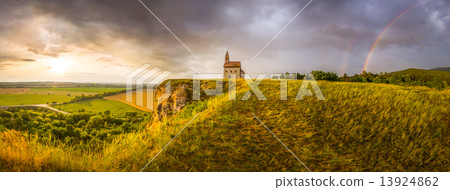 Old Roman Church at Sunset in Drazovce, Slovakia 13924862