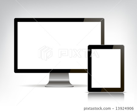 vector set of realistic personal computer and tablet vector set of realistic personal computer and tablet 13924906