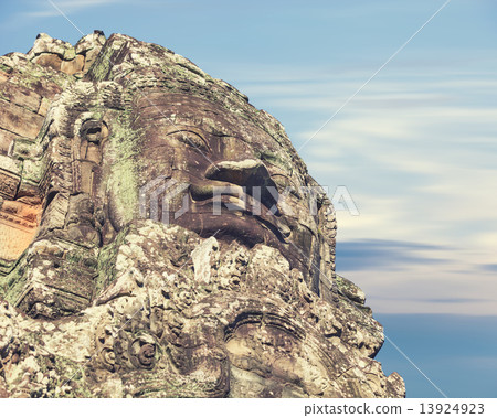 Bayon temple statue, Angkor, cross-process affect Bayon temple statue, Angkor, cross-process affect 13924923