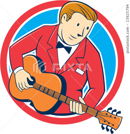 Musician Guitarist Playing Guitar Circle Cartoon 13925794