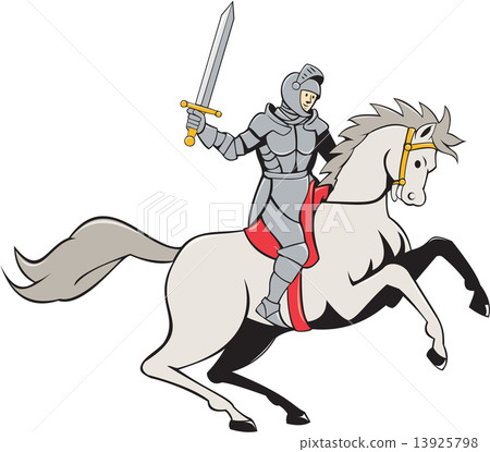 Knight Riding Horse Sword Cartoon Knight Riding Horse Sword Cartoon 13925798