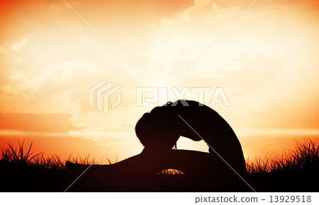 Composite image of gorgeous fit blonde in seated forward bend po 13929518