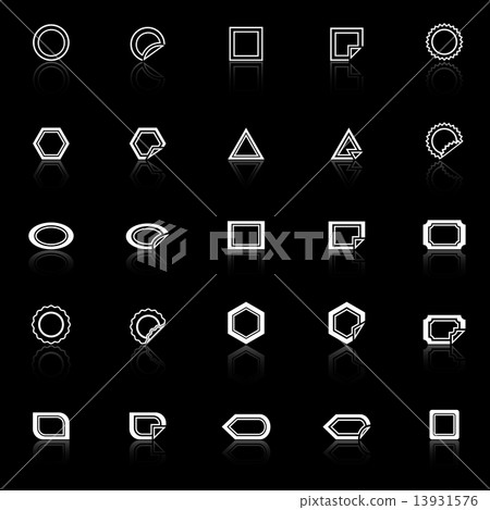 Label line icons with reflect on black background - Stock Illustration ...