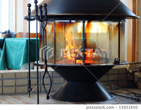 Warm fire of fireplace <Wood stove> 13931650