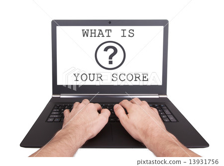 Man working on laptop, what is your score Man working on laptop, what is your score 13931756