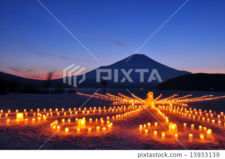 Mt. Fuji and an ice candle from Lake Yamanaka 13933139