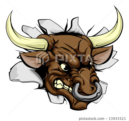 Bull charging wall 13933321