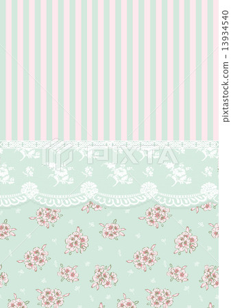 striped background with lace and flowers vintage color 13934540