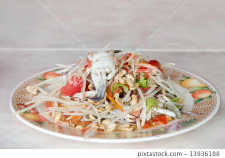 Spicy papaya salad Spicy papaya salad 13936188