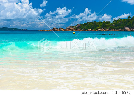 Beautiful beach at Seychelles 13936522