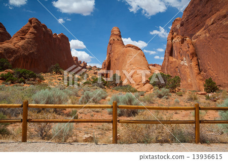Beautiful rock formations in Arches National Park, Utah, USA 13936615