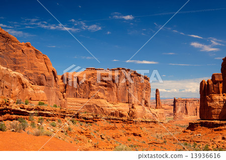 Beautiful rock formations in Arches National Park, Utah, USA 13936616