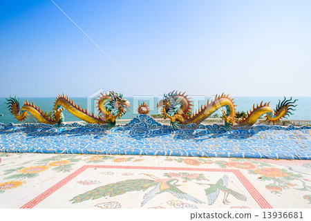 Chinese dragon image in Thai-chinese temple,Thailand 13936681